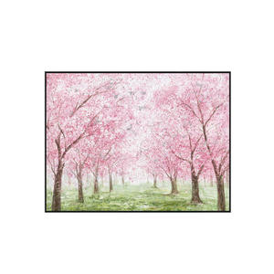 Peinture Forêt de Fleurs Roses Faite à la Main, Œuvre d'Art Texturée, Art Abstrait, Décoration Murale, Décoration Intérieure Grande Taille, Décoration Commerciale Moderne - Product Image 2