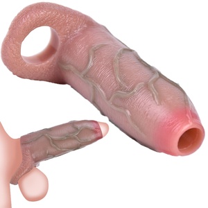 FAAK Silicone Penis Sleeve Open-ended Penis Sleeve with Anti-drop Ring Delay Ejaculation Cock Sheath Sex Toys for Men - Product Image 1