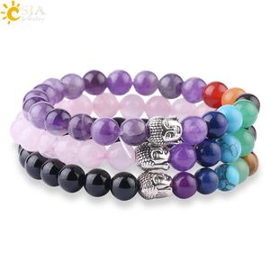 CSJA-Bracelet de Guérison avec 7 Chakras, Pierres Précieuses Naturelles, Tête de Bouddha, Reiki, G868 - Product Image 2