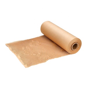 Recyclable Logistics Packaging Protective Cushioning Gift Stretchable Brown Honeycomb Kraft Paper Roll