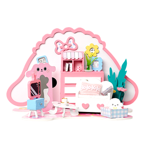 IIECREATE Panda Ber Treasure Jouet éducatif en bois 3D, meubles miniatures en papier et en bois, maison de poupée P-1015, décoration d'intérieur - Product Image 6