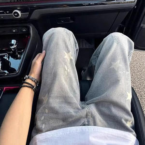 Jean en denim délavé style rétro américain pour homme – Design de niche, coupe décontractée et polyvalente, pantalon droit haut de gamme - Product Image 3