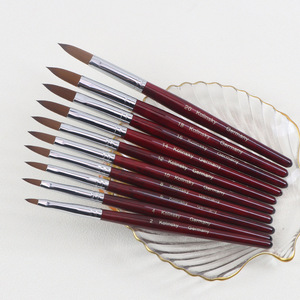 Ensemble de 9 pinceaux à ongles en poils de Kolinsky pour acrylique 2 # -20 #   Outils de manucure professionnels avec manche en bois rouge pour peinture, dessin et extension de gel - Product Image 3