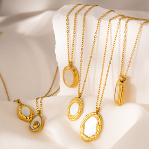 2025 модное Позолоченное колье из нержавеющей стали с длинной цепочкой, Необычное Ожерелье с кулоном из морской раковины для женщин - Product Image 3