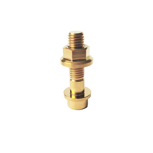 Vis à tête hexagonale filetée en laiton avec rondelle et écrou à ressort M6, finition brute, fixation personnalisée, filetage grossier, grade GR5 - Product Image 1