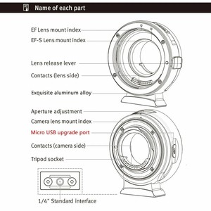 อะแดปเตอร์เลนส์อัตโนมัติ Viltrox EF-M1 อลูมิเนียมสำหรับ EF-S EF เป็น M4/3 CAM น้ำหนัก 115 กรัม ผลิตแบบแม่พิมพ์ส่วนตัว สำหรับกล้องดิจิตอล - Product Image 2