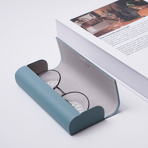 Vente directe usine : Étui à lunettes en cuir fait main avec logo personnalisé, boîte à miroir optique en PU, nouveau <span class=keywords><strong>design</strong></span> personnalisable - Product Image 3