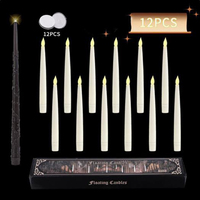 12 bougies LED coniques flottantes sans flamme, centres de table suspendus à piles, effet vacillant, finition mate, pour Halloween