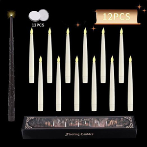 12Pcs Floating <b>Tapered</b> LED Flameless <b>Candles</b>, Hanging Flickering Battery Operated Table Centerpiece, Matte Finish, Halloween Par - Product Image 6