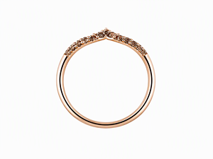 Bague en or 18 carats pavée de diamants bruns naturels, alliance minimaliste empilable, bijoux de luxe pour femme, bijoux fins en forme de V, délicats - Product Image 1