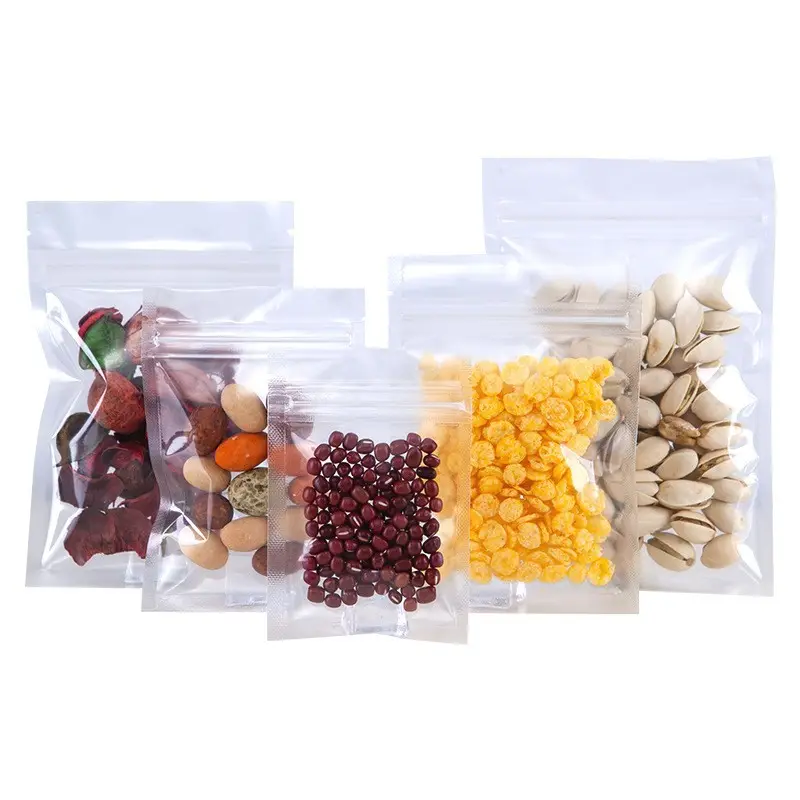 Food Ziplock Clear Custom Print Stand Up Pouch Zip Lock Packaging Plastic Transparent Bag with Zipper