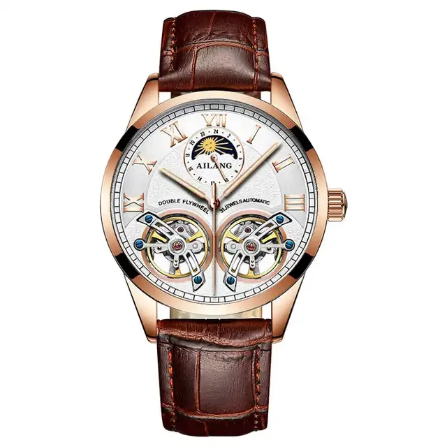 AILANG 8822 Original Design Fashion Casual Business Men's Clock Watch Men's Double Flywheel Automatic Mechanical Watch