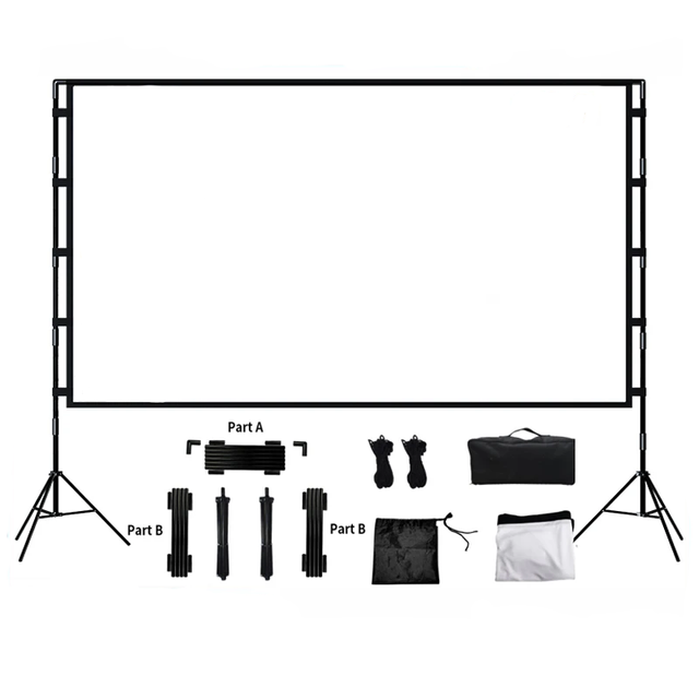 Alr Projector Movie Screen Tripod, 60 84 100 120 Inch Quickfold Stand Projection Screen for Outdoor Theater Backyard Cinema