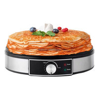Crêpière électrique antiadhésive Aifa Premium 30 cm en acier argenté pour crêpes, roti, tortillas, blintzes, pancakes, gaufres, œufs, bacon