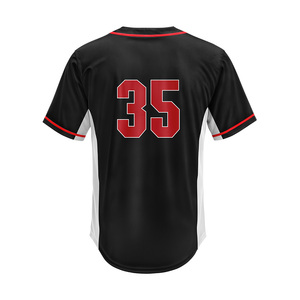 Maillot de baseball 26-27 personnalisable, anti-décoloration, en tissu extensible anti-transpiration, avec bordure rouge et côtés contrastants - Product Image 2