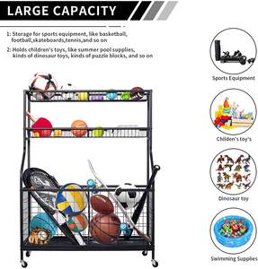 Оптовая продажа с фабрики, профессиональная тележка с колесиком для хранения баскетбола, волейбола, футбола, регби, йоги, медицинских мячей - Product Image 3