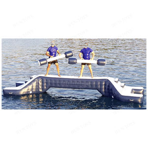 Jouets de piscine gonflables Aqua Joust, plateforme de combat gonflable rectangulaire et bâtons, jeux de combat aquatique - Product Image 5