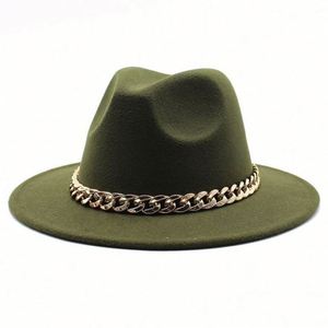 Wholesale Wide Brim Women Fedora Hats for Adults <b>Cheap</b> 27 Solid Colors Polyester Fedora Hats With <b>Chain</b> - Product Image 4