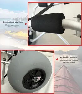 Yonk Modelo Y02011B Carro de playa de aluminio de aviación plegable para kayak y canoa Garantía de 1 año - Product Image 6