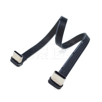 Kabel Ekstensi USB 2.0 Tipe-C ke Tipe-C Pipih 50CM 30CM 20CM 10CM 5CM, Adaptor 90 Derajat, Kabel Pipih FPC FPV, 3A, Transfer Data 5CM-100CM