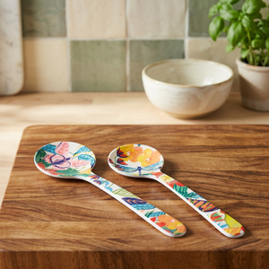 ชุดช้อนส้อมไม้ลายดอกไม้สีสันสดใสพร้อมลายแมลงปอ - Product Image 2