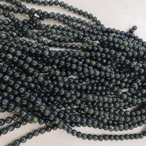 Wholesale Fashion Jewelry Making <strong>Beads</strong> Natural Polish <strong>Black</strong> Green Nephrite Jade Gemstone Loose <strong>Beads</strong> 15.5" - Product Image 4