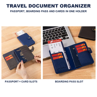 Porte-passeport en cuir PU avec logo personnalisé, 6 emplacements pour cartes, poche pour carte d'embarquement, organiseur de documents de voyage pour les affaires
