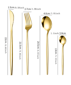 24 pièces de couverts en acier inoxydable avec titane plaqué or couleur dorée ensemble de couverts argenterie ensemble de couverts <span class=keywords><strong>Service</strong></span> pour 6 - Product Image 6