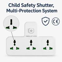 Multiprise universelle 3 voies avec logo personnalisé, résistante au feu IP20, câble de 0,5 m, charge rapide PD, vente en gros