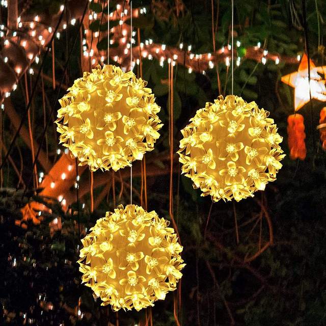 LED Cherry Blossom Ball Light Waterproof Various Colors Emitted Colors for New Year Christmas Holidays Tree Hanging Decorations