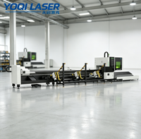 YOQI Q7-12 Bundle Découpeuse laser à fibre à double mandrin à chargement automatique 1500W-6000W pour tubes en acier et aluminium CNC 3 axes à refroidissement par eau
