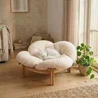 Cord-Pfotenabdruckresistentes Massivholz-Haustierbett, Abnehmbares Waschbares Katzen- & Hundebett