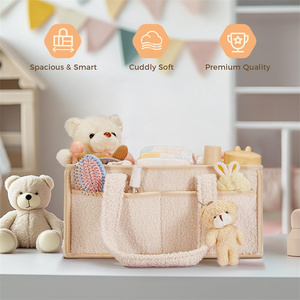Baby Diaper Caddy with Handle Baby <b>Storage</b> <b>Basket</b> <b>for</b> Baby Wipes Car Nursery Caddy Organizer Foldable Travel <b>for</b> Mommy Bag - Product Image 2