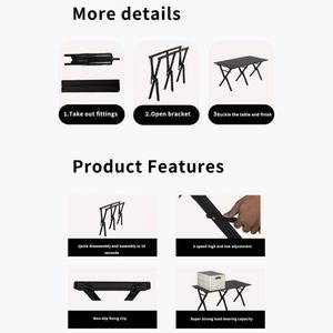 Multi-Functional High-Load Carbon Steel Outdoor Camping <b>Adjustable</b> Height Picnic Egg Rolls Activity <b>Table</b> - Product Image 3