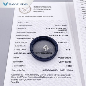 Tianyu Gems 1.59ct H SI2 VG Lab Made Créé Princesse Cut Blanc Diamant Lâche Diamant Cultivé En Laboratoire Avec Certificat IGI - Product Image 4