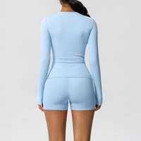 Nouvel ensemble de yoga long et moulant en Spandex/Nylon brossé, respirant, anti-plis, couleur unie, doux pour la peau, style européen et américain