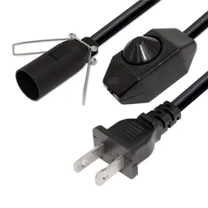 Set Kabel Listrik, 1FT 3FT 5FT 6FT Colokan US AC Power E12 atau E26 Set Kabel Lampu Garam dengan Saklar ON OFF atau Dimmer