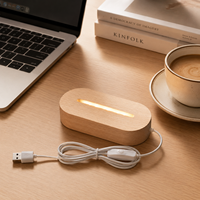Lampe de nuit LED en bois pour enfants, motif personnalisé imprimé UV, design minimaliste, lampe USB intelligente, décoration de chambre d'enfant, cadeau
