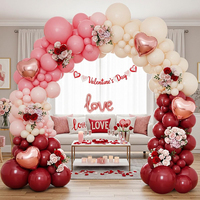 Kit d'arche de ballons en latex rose bordeaux avec cœurs en feuille or rose pour décorations d'anniversaire, Saint-Valentin, fête des Mères, mariage et fond de fête