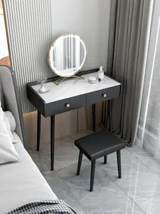 뜨거운 아마존 작은 드레싱 테이블 서랍 회전 LED 빛 거울 침실