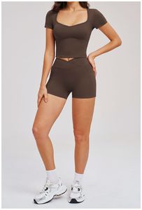 Ensemble de yoga pour femme : Crop top col en V et Leggings taille haute croisée, motif Gingham, effet seconde peau, effet push-up fessier, en Nylon Spandex, pour le sport et le fitness - Product Image 5