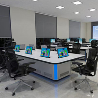 Bureau de réunion ergonomique moderne tout-en-un, réglable en hauteur électriquement, avec écran intégré, construction écologique en acier et bois pour