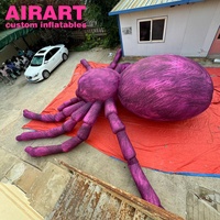Araignée gonflable d'Halloween, couleur dégradée, pour décoration de maison hantée/fête d'horreur, araignée gonflable géante violette