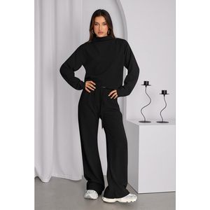 FOXA Women Autumn Sweatsuit <b>Set</b> Mock Neck Long Sleeve <b>Knit</b> Tops Wide Leg Pants Casual Lounge Wear Travel Outfit - Product Image 3