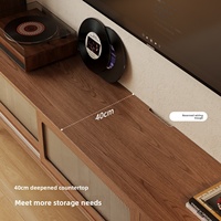 Meuble TV en bois massif, ton noyer, style vintage français du milieu du siècle, unité de rangement sur piétement pour petit salon, mobilier de maison DSG040