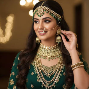 Ensemble de bijoux de mariée traditionnels et anciens, 660 g, collier et boucles d'oreilles, idéal pour les fonctions de mariage, les cérémonies et les occasions festives - Product Image 1