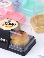 Gâteaux de lune à la crème pâtissière cuite, jaune d'œuf, peau neigeuse, pâte feuilletée en 2 pièces, viande séchée en flocons, mini pâtisseries en forme de coquille, boîte à deux compartiments