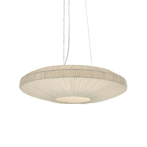 Lustre vintage style Wabi Sabi, luminaire suspendu rond à LED pour restaurants, hôtels, salons, éclairage décoratif en tissu - Product Image 5