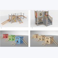Mainan Panjat Anak Bentuk Geometris Edukatif Montessori dari Kayu, Peralatan Bermain Indoor Outdoor, Aksesoris, Grosir