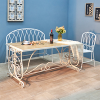 Ensemble de salon de jardin Palermo en métal blanc, design européen rustique contemporain, durable, confortable et portable, INNOVA